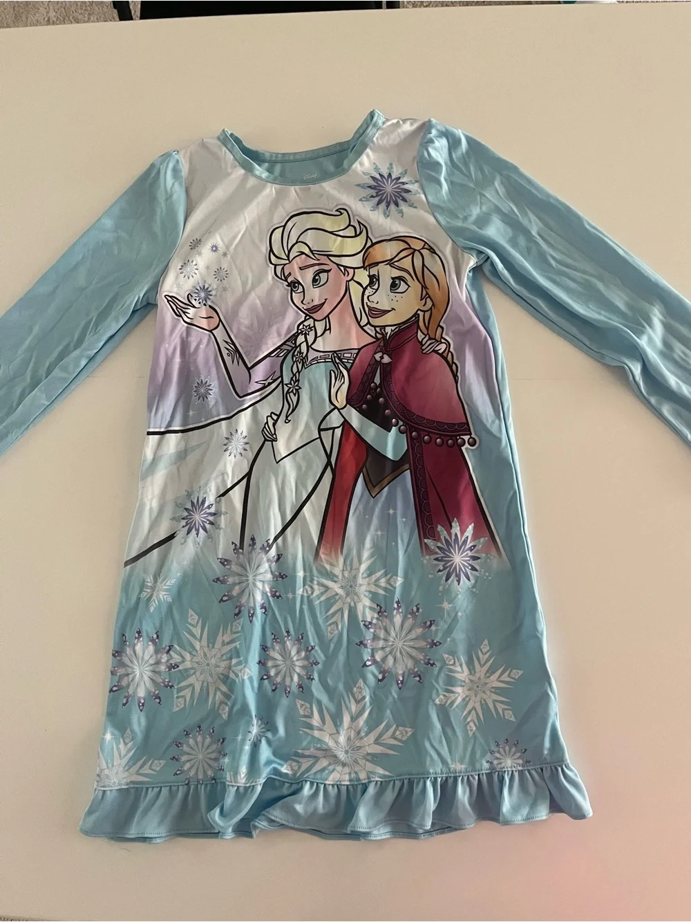 Disney Frozen Elsa & Anna Light Blue Snowflake Nightgown Size 8 (Girls)